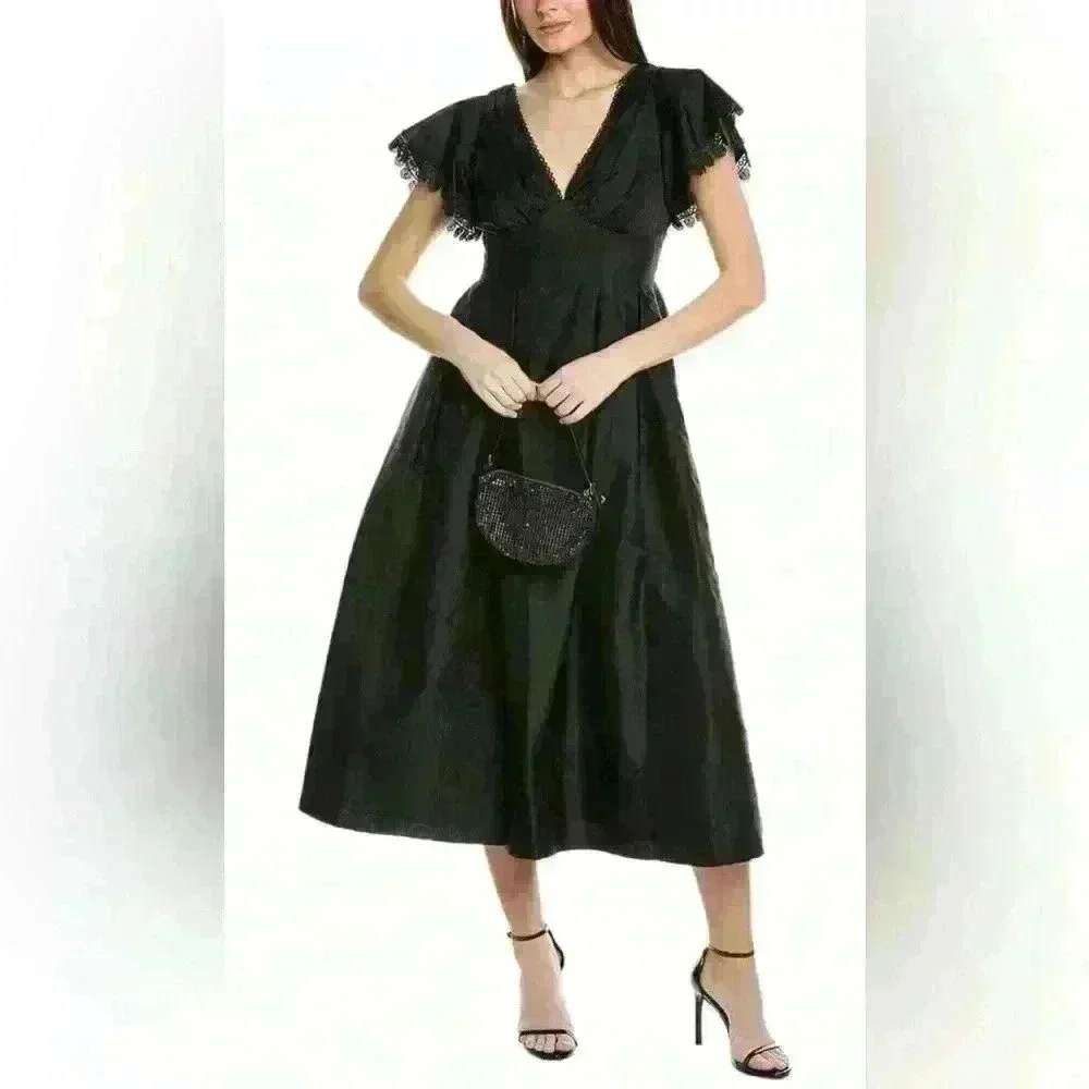 Sachin and Babi Sara Black V-Neck Gown Dress Size 4 - Picture 15 of 15